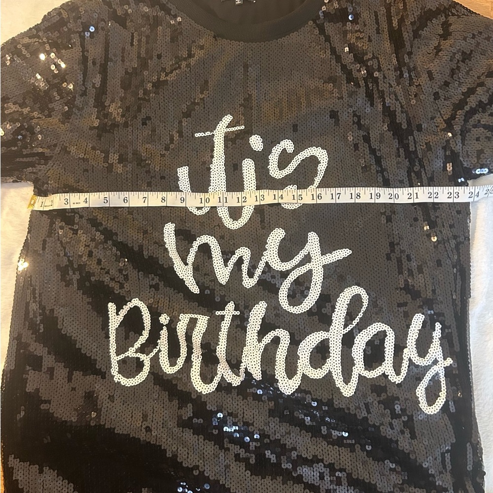 Fashion Nova Black Sequin Mini Dress "It's My Birthday"